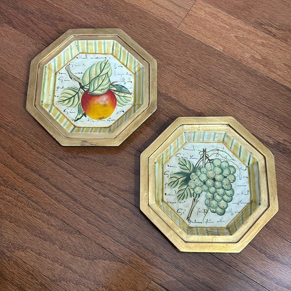 Vintage wall art ceramic plaques (two piece)